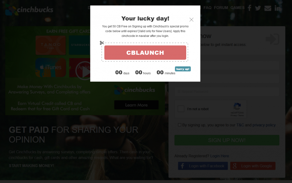 cinchbucks promo code