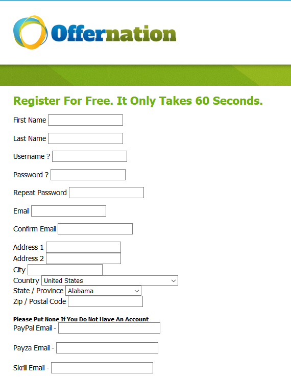 Offernation sign up