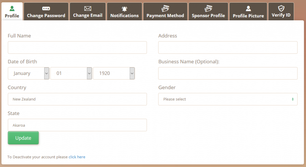 TimeBucks Account Setting